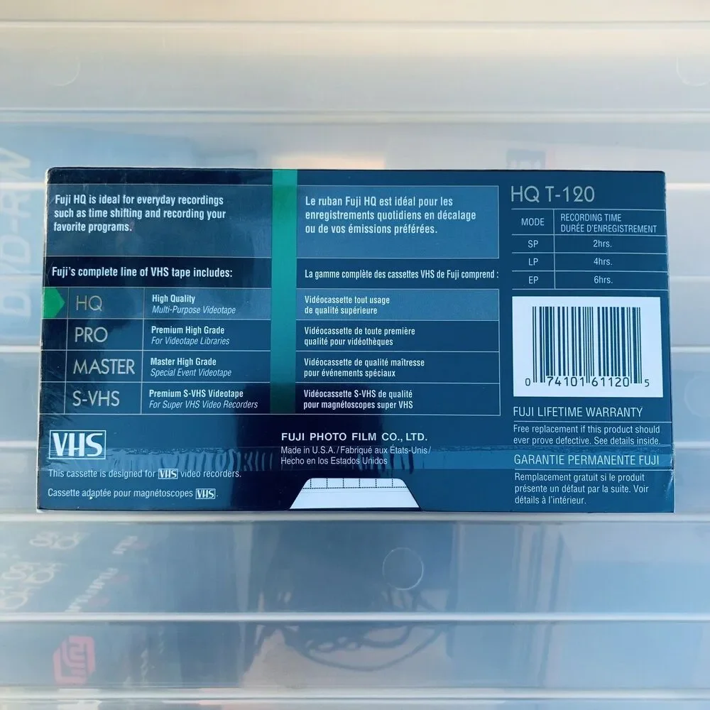 FUJI®️Film VHS Blank Video Tape 6 hours HQ 120 High Quality New Sealed 3-PACK